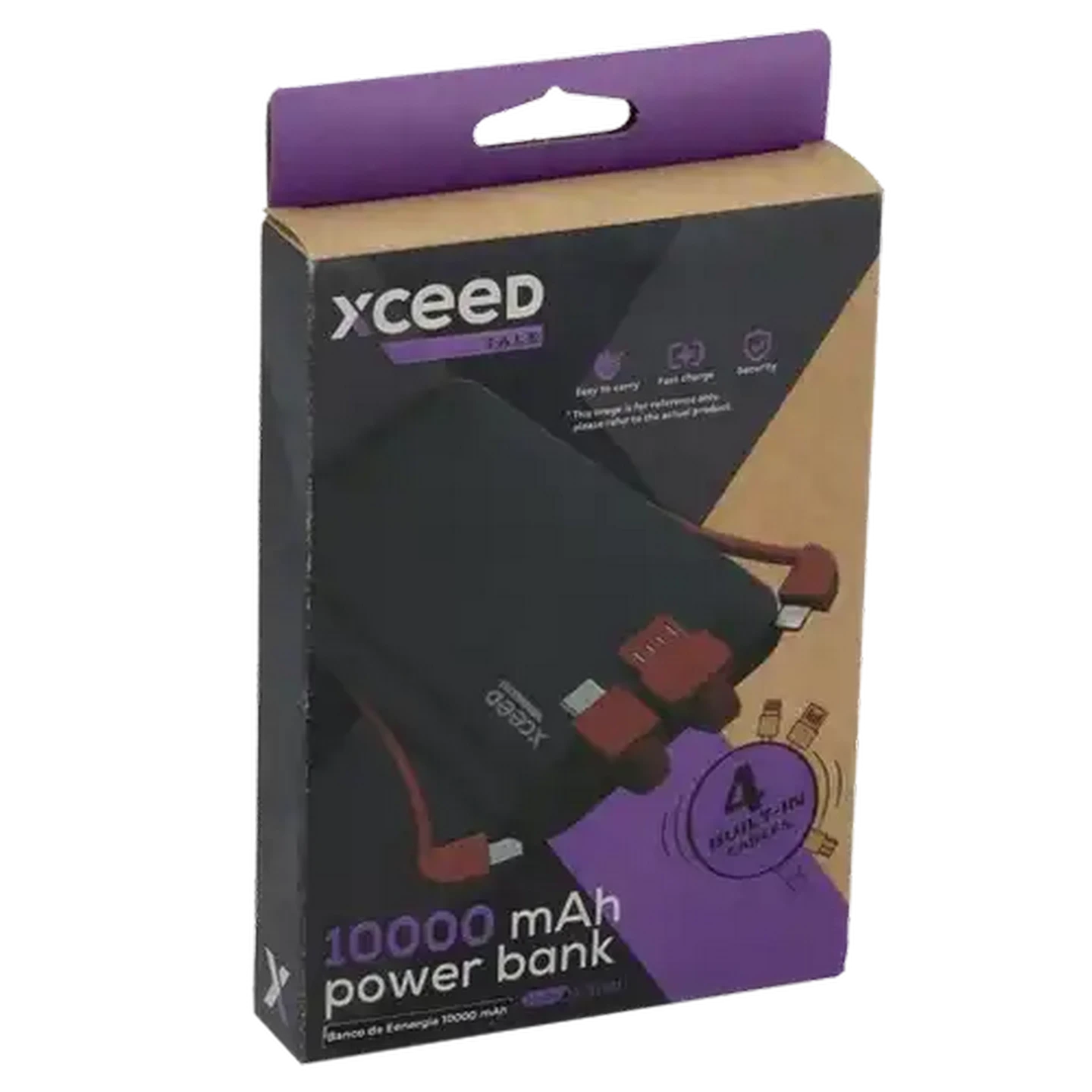 Image of Xceed Black & Red Power Bank With 4 Built-In Cables 10000mAh