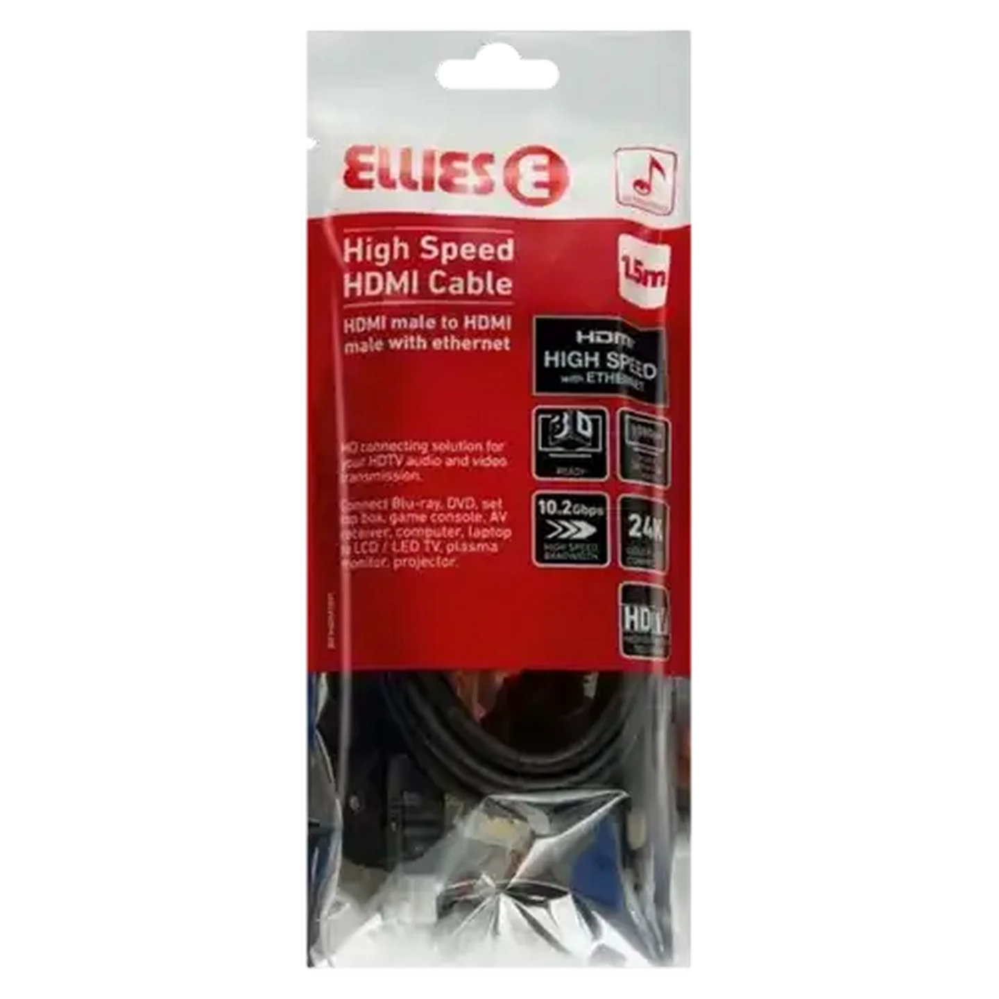 Image of ELLIES BPHDMIBP High Speed HDMI Cable 1.5m