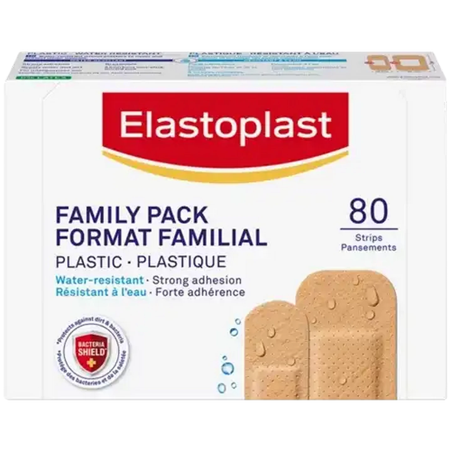 Image of Elastoplast Plastic Water-Resistant Family Pack Strip Plasters 80 Pack