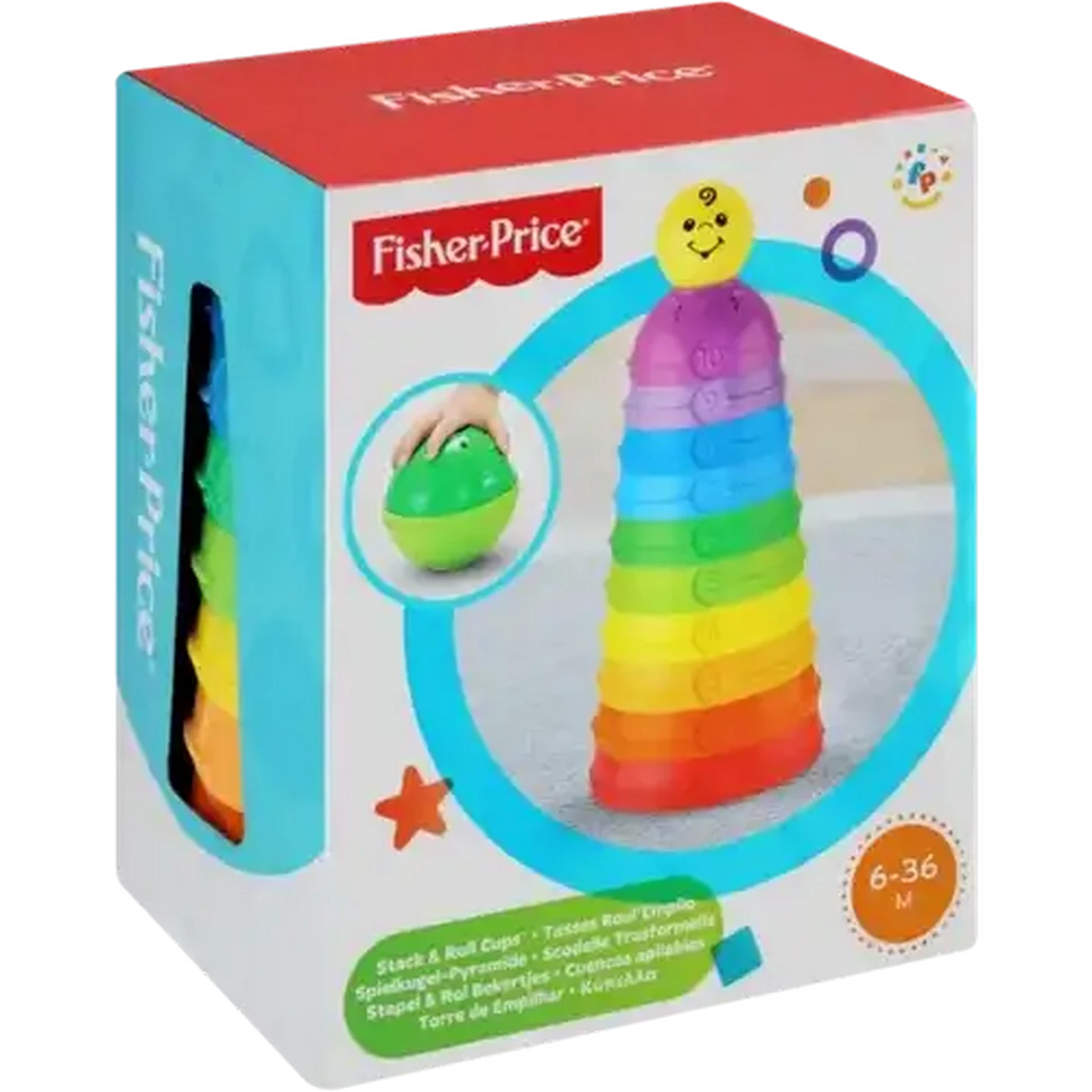 Image of Fisher-Price Multicolour Brilliant Basics Stack & Roll Cups