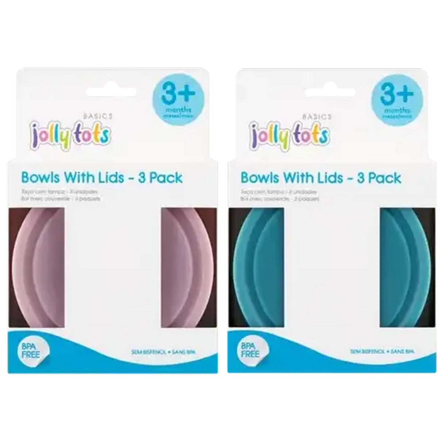 Image of Jolly Tots Bowl With Lid 3-Pack (Colour May Vary)