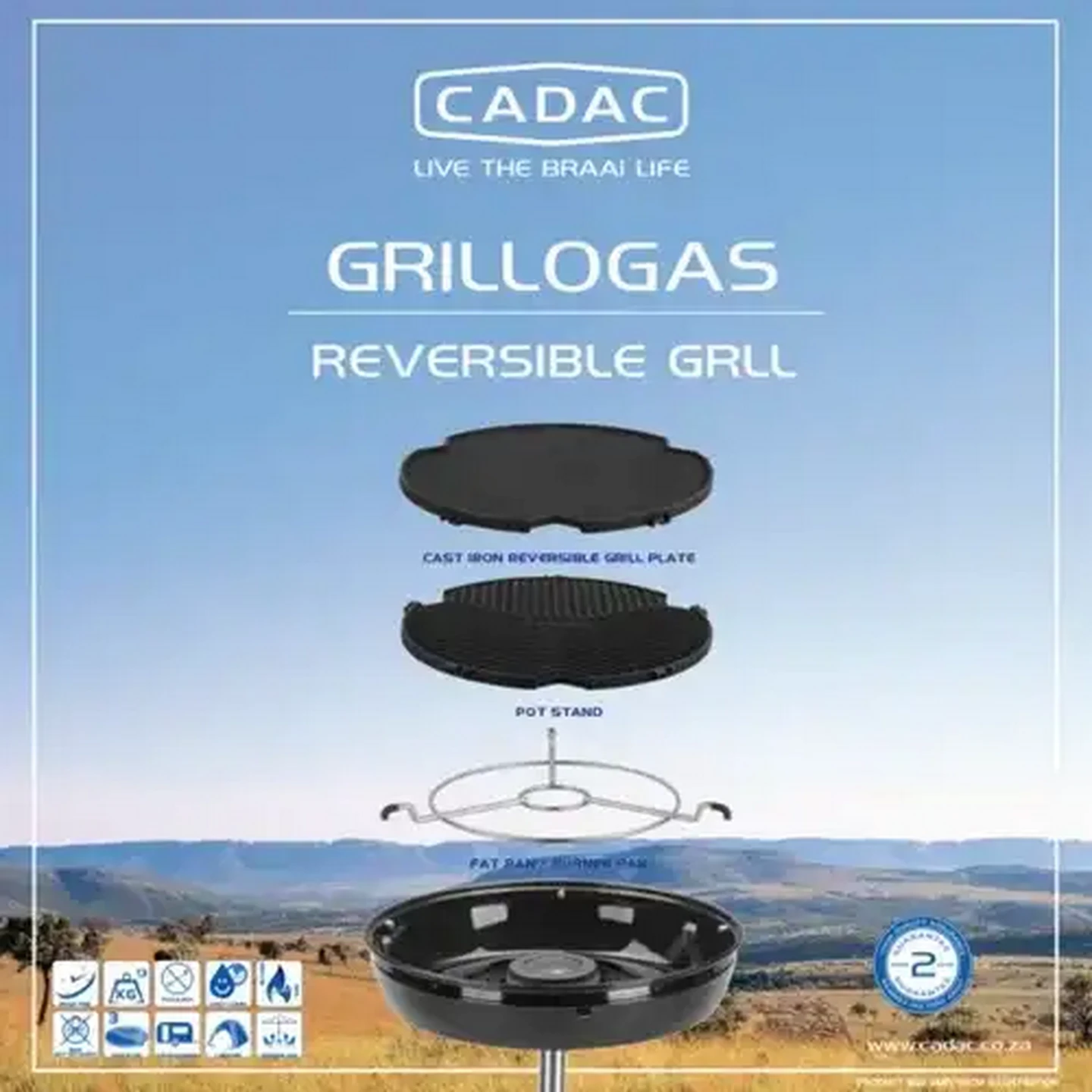 Image of Cadac GrilloGas Reversible Grill 37cm
