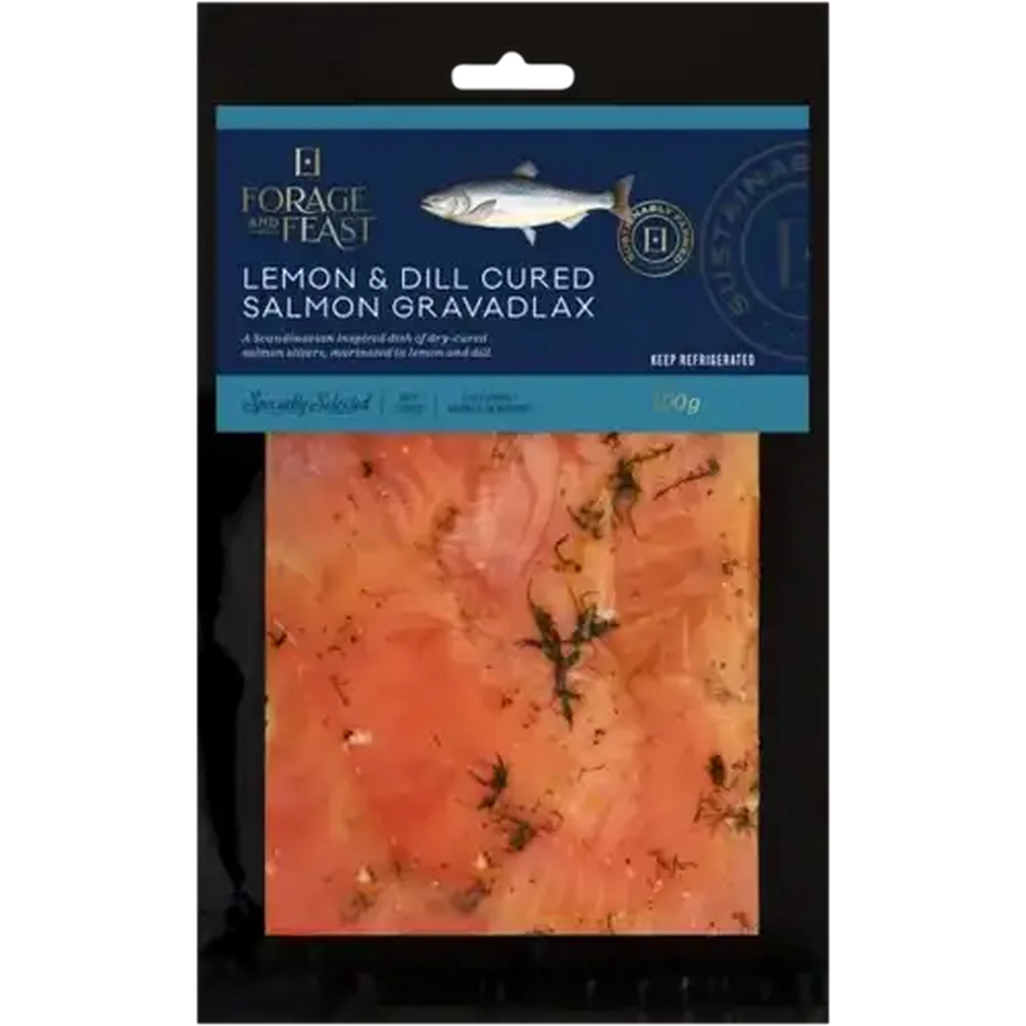 Image of Forage And Feast Lemon & Dill Cured Salmon Gravadlax 100g