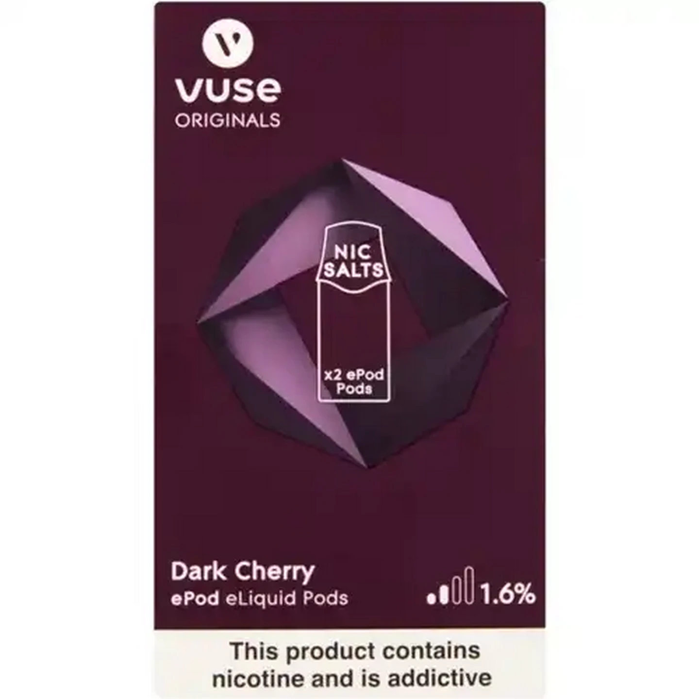 Checkers Sixty60 | Vuse Originals Dark Cherry 1.6% Nicotine E-Liquid  Replacement Pods 2 Pack (Non-Refundable. Non-Returnable.)