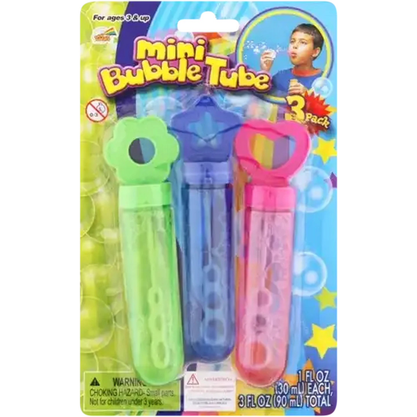 Image of Rainbow Bubbles Flower, Star & Heart Mini Bubble Tube Set 3-Pack