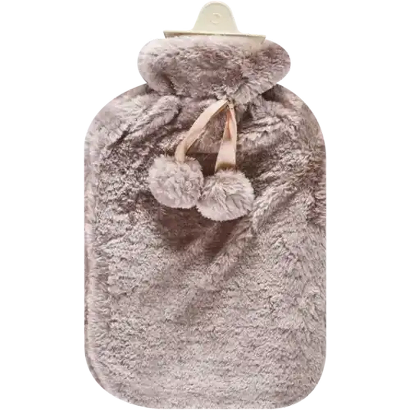 Image of Hot Water Bottle With Brown Plush Cover 2L