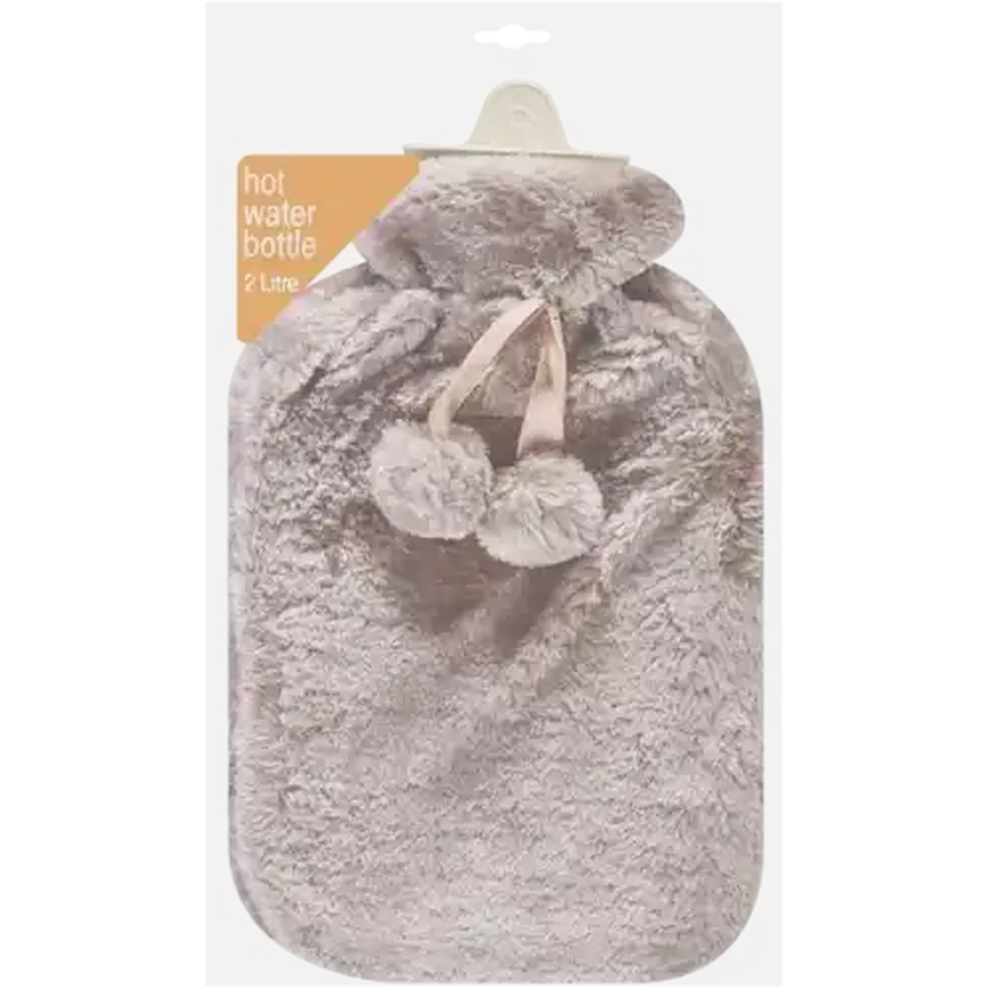 Image of Hot Water Bottle With Brown Plush Cover 2L