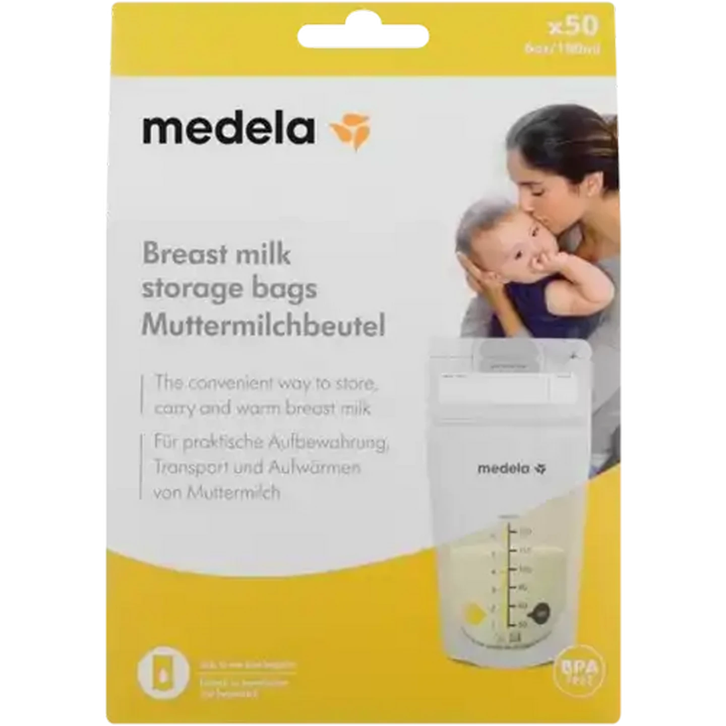 Image of Medela Milk Storage Bags 50-Pack 180ml