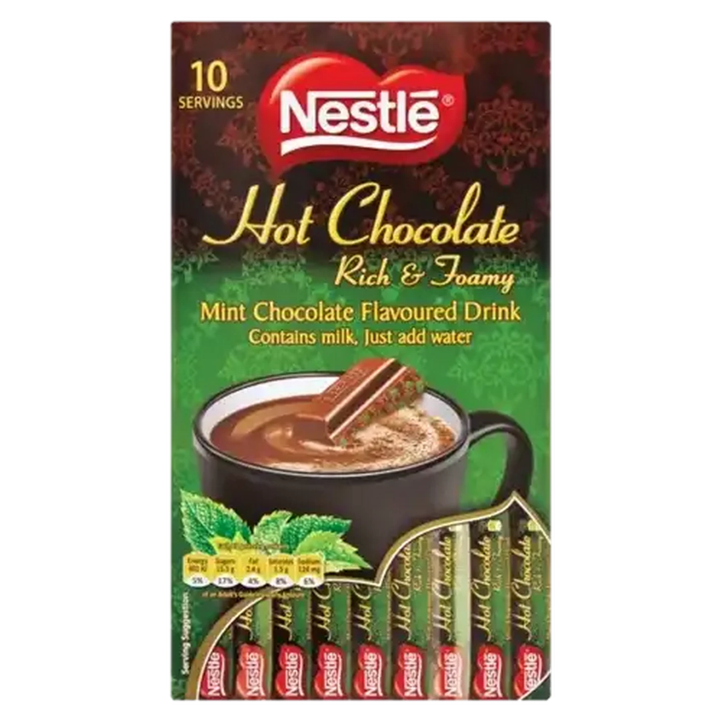 Image of Nestlé Mint Flavoured Hot Chocolate Sticks 10 Pack