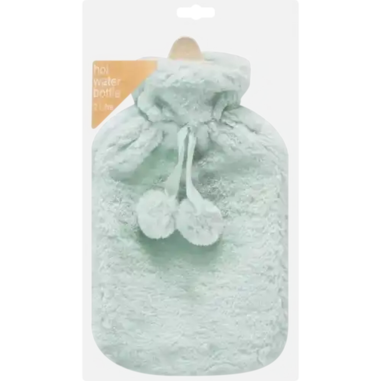 Image of Hot Water Bottle With Light Blue Plush Cover 2L