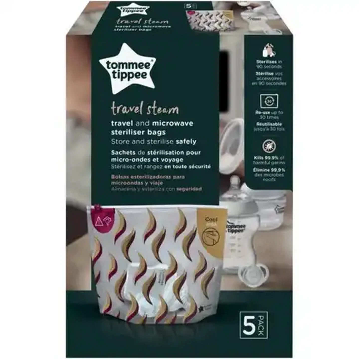 Image of Tommee Tippee Travel & Microwave Steriliser Bags 5 Pack
