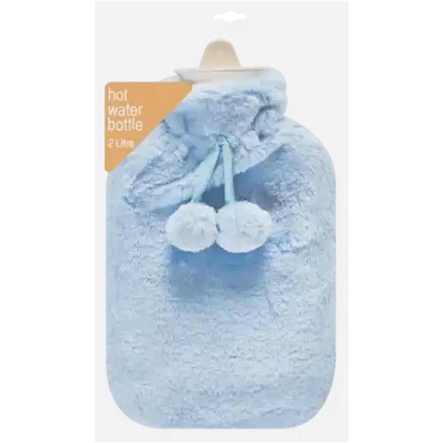 Image of Hot Water Bottle With Light Blue Plush Cover 2L