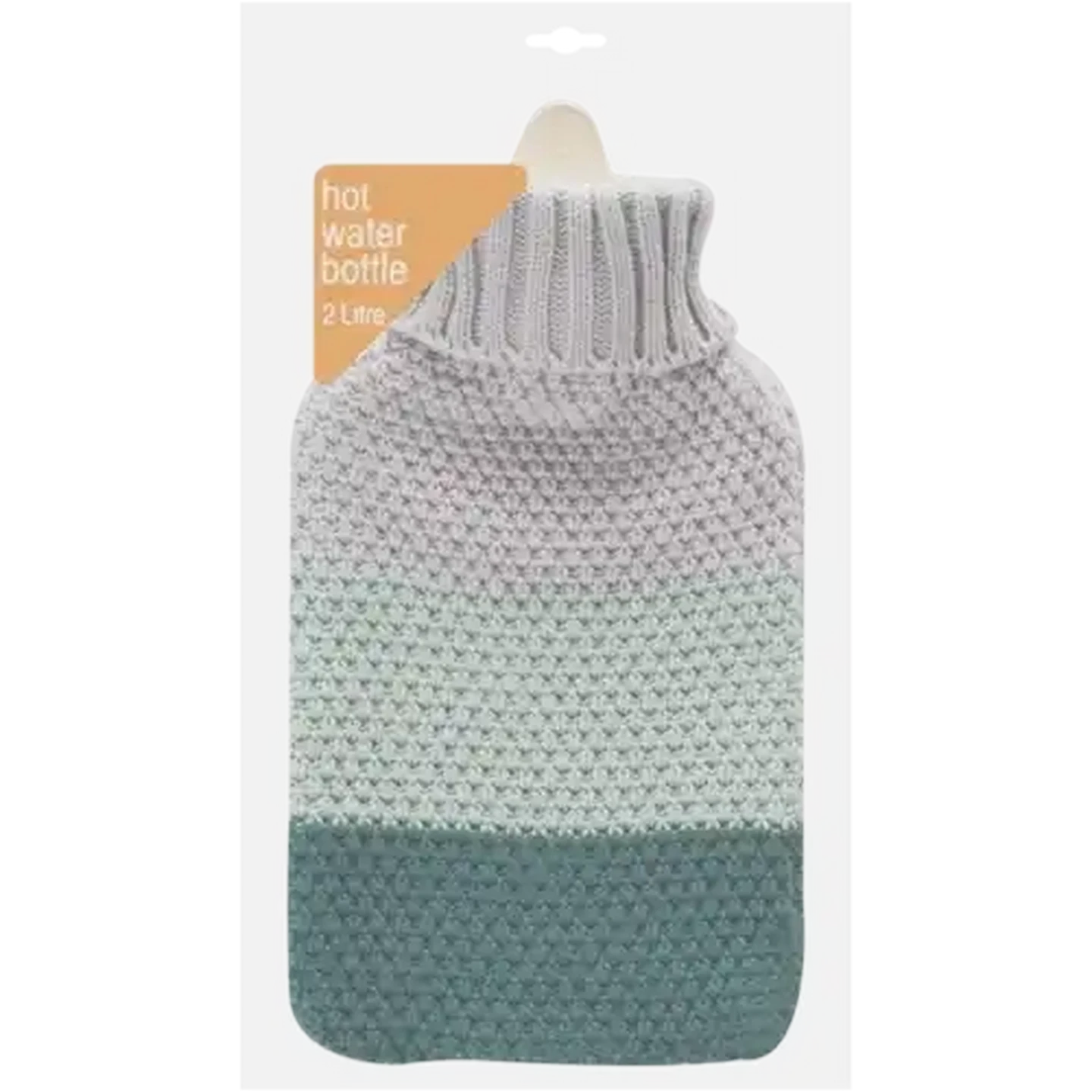 Image of Hot Water Bottle With Grey 3 Tone Knitted Cover 2L