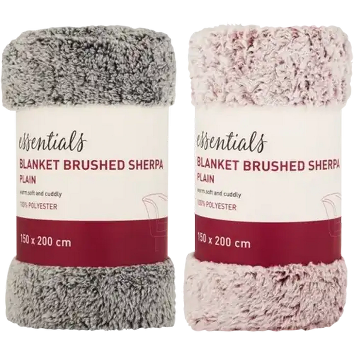Image of Essentials Plain Brushed Sherpa Blanket 150 x 200cm (Colour May Vary)