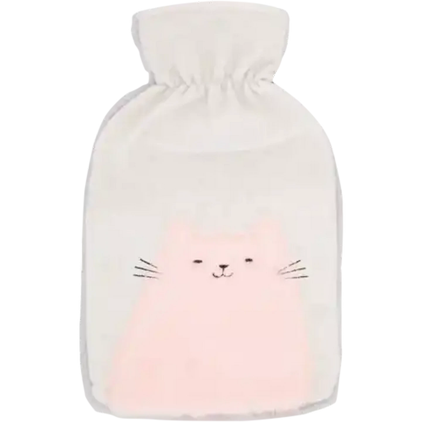 Image of Hot Water Bottle with White & Pink Felt Cat Cover 2L