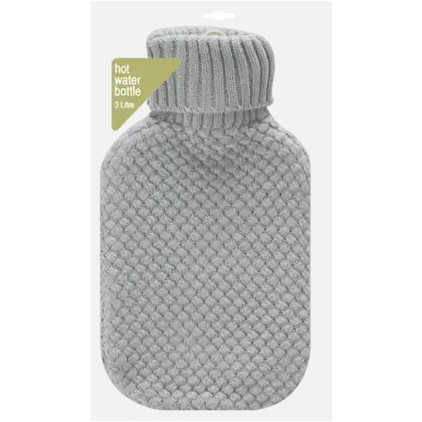 Image of Hot Water Bottle With Teal Knitted Cover 2L