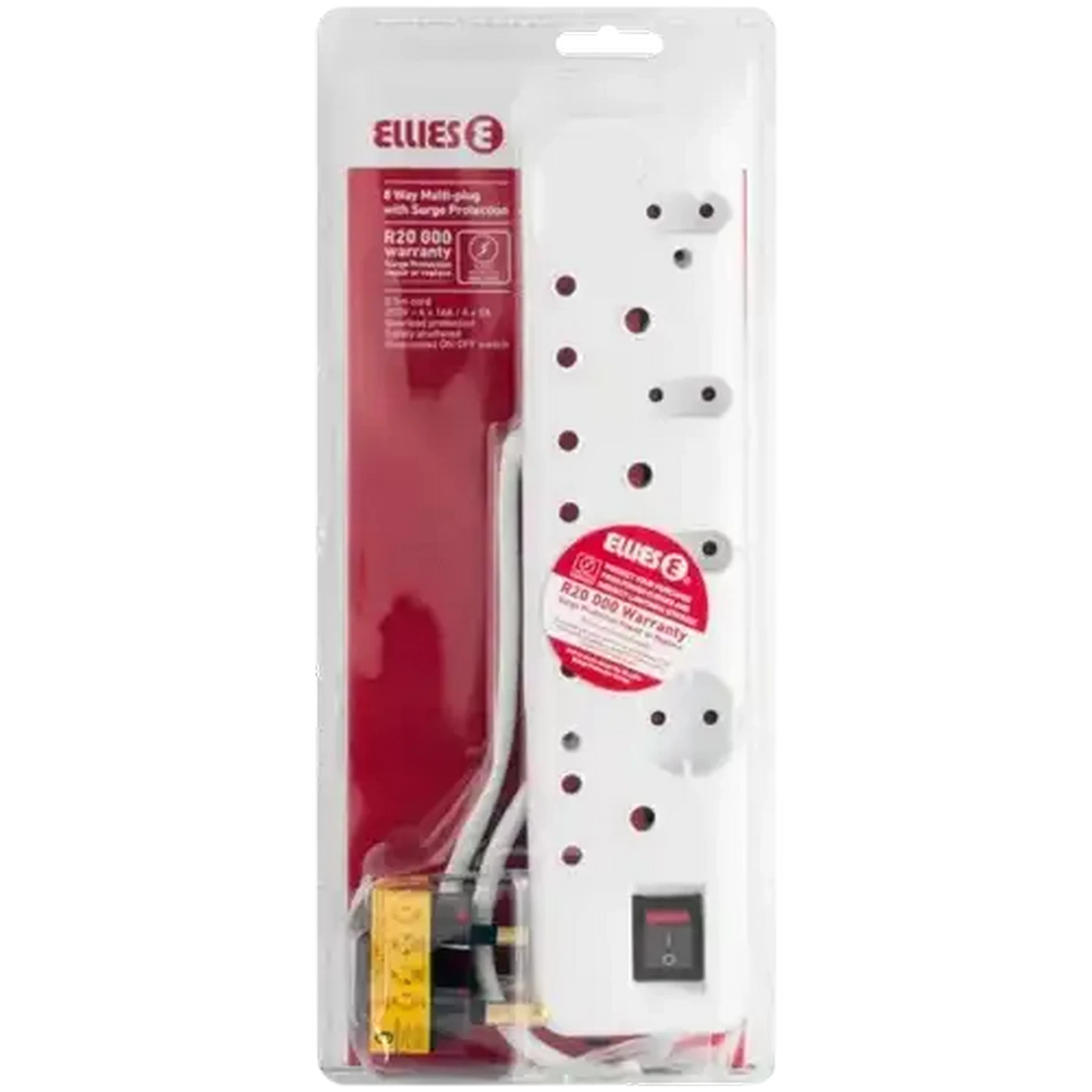 Image of ELLIES FBWP3 Surge Secure Protected 8-Way Multi-Plug