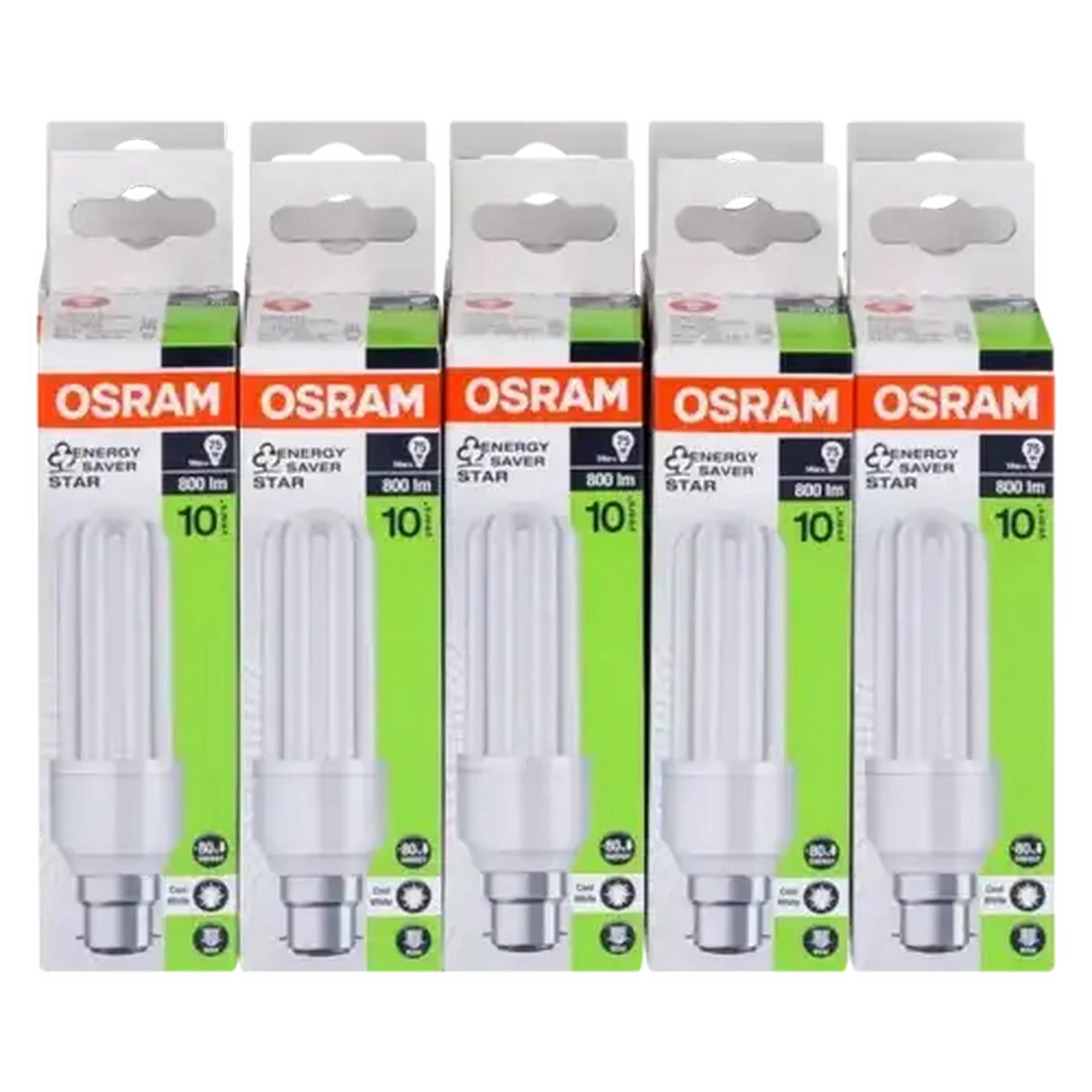 Image of OSRAM Cool White Energy Saver CFL/B22d Bayonet Globe 14W 10 Pack