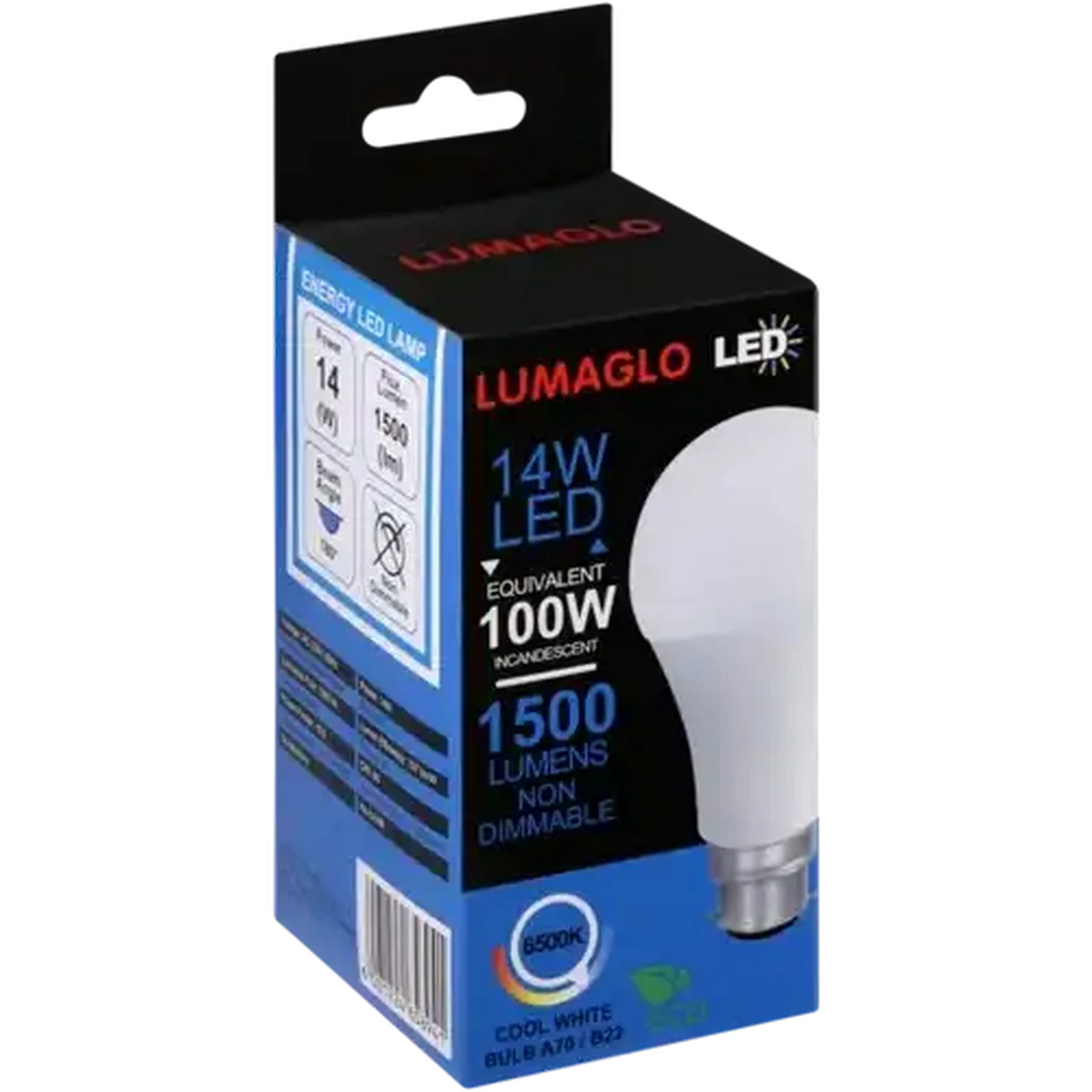 Image of Lumaglo Cool White A70/B22 LED Bayonet Globe 14W