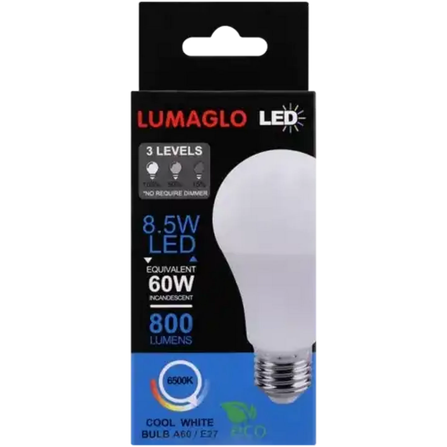 Image of Lumaglo Cool White A60/E27 3 Level Dim LED Screw-in Globe 8.5W