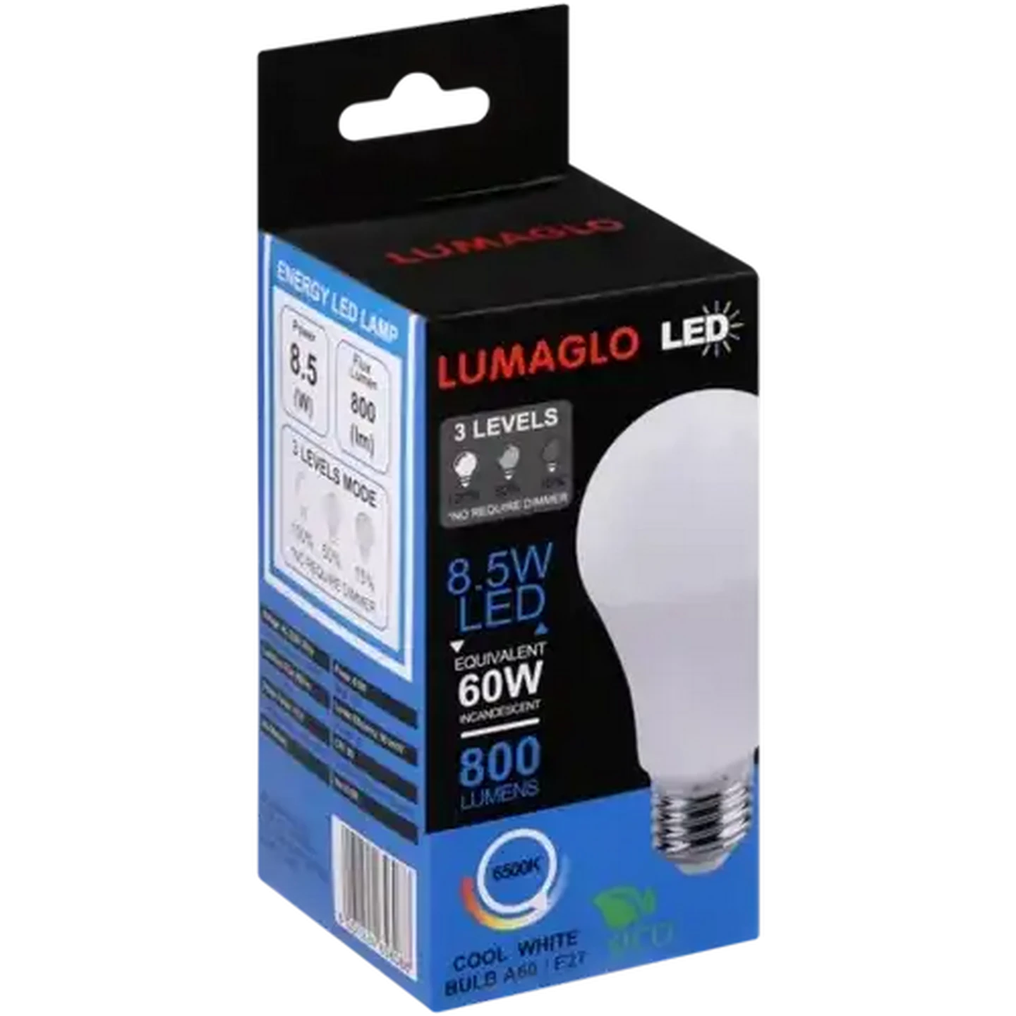 Image of Lumaglo Cool White A60/E27 3 Level Dim LED Screw-in Globe 8.5W