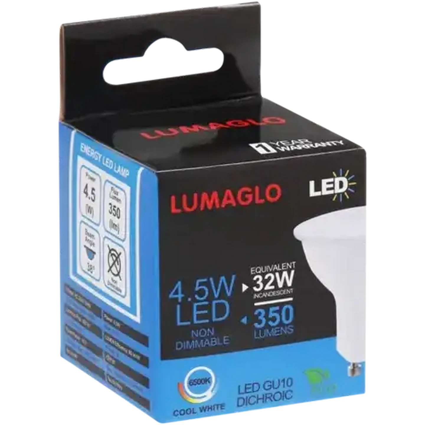 Image of Lumaglo Cool White PAR16/GU10 Dichroic LED Globe 4.5W