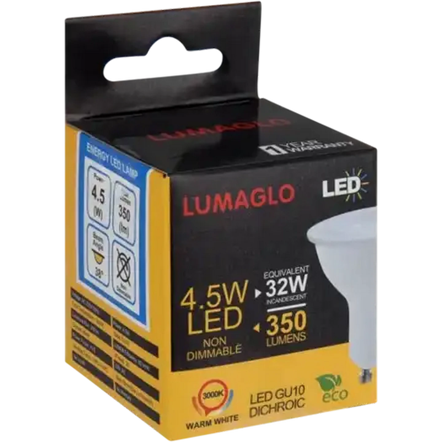Image of Lumaglo Warm White GU10 LED Dichroic Globe 4.5W