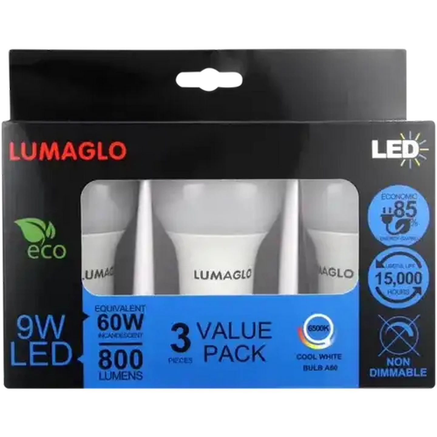 Image of Lumaglo Cool White CLA/E27 LED Screw-in Globe 9W 3 Pack
