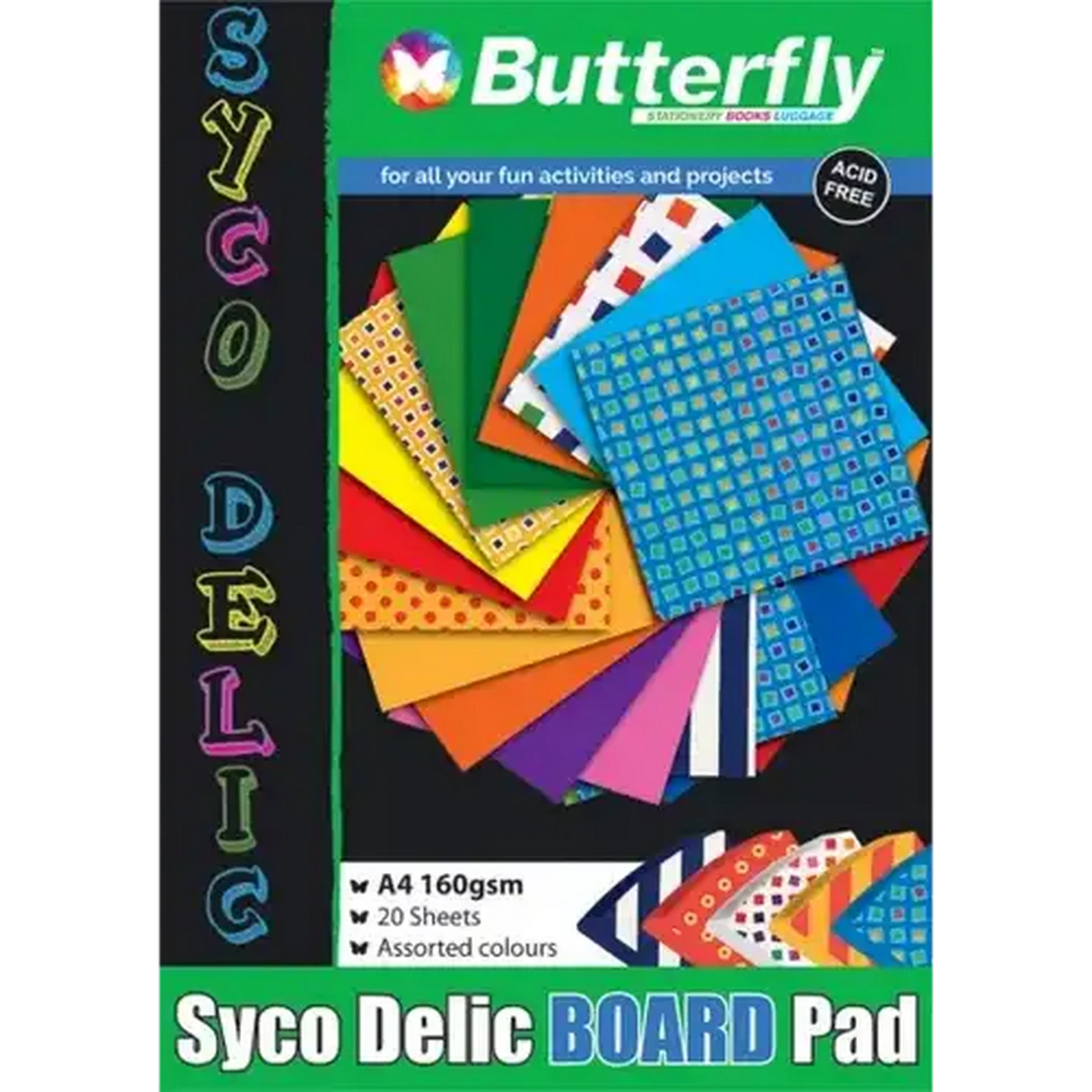 Image of Butterfly Syco Delic A4 Board Pads 20 Sheets