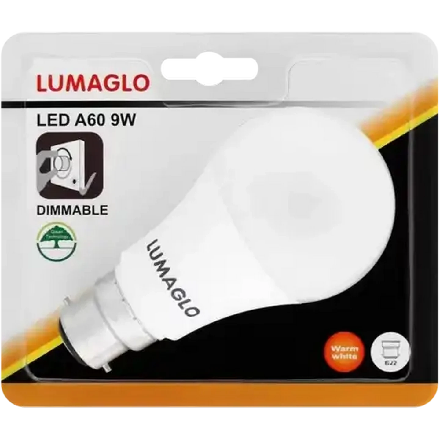 Image of Lumaglo Warm White A60/B22 Dimmable LED Bayonet Globe 9W