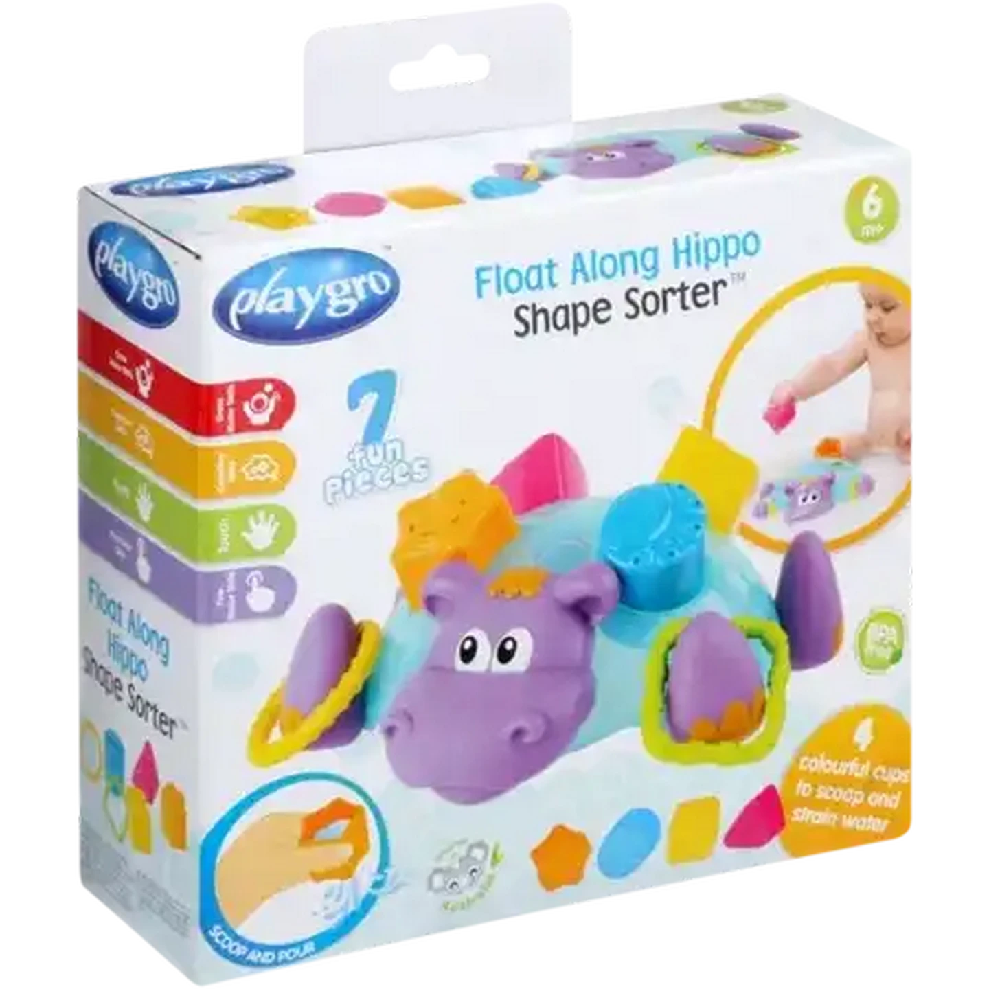 Image of Playgro Float Along Hippo Shape Sorter Set 7 Piece