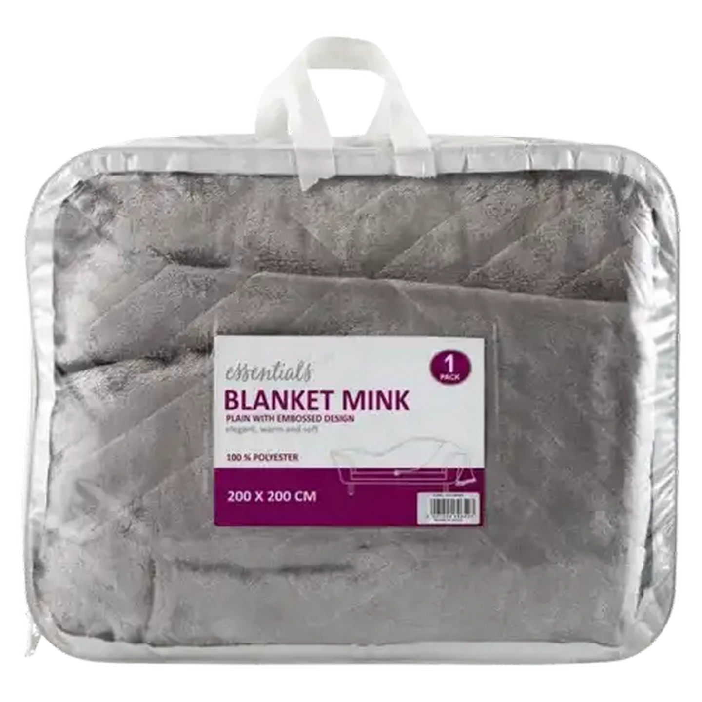 Image of Essentials Grey Embossed Mink Blanket 200 x 200cm