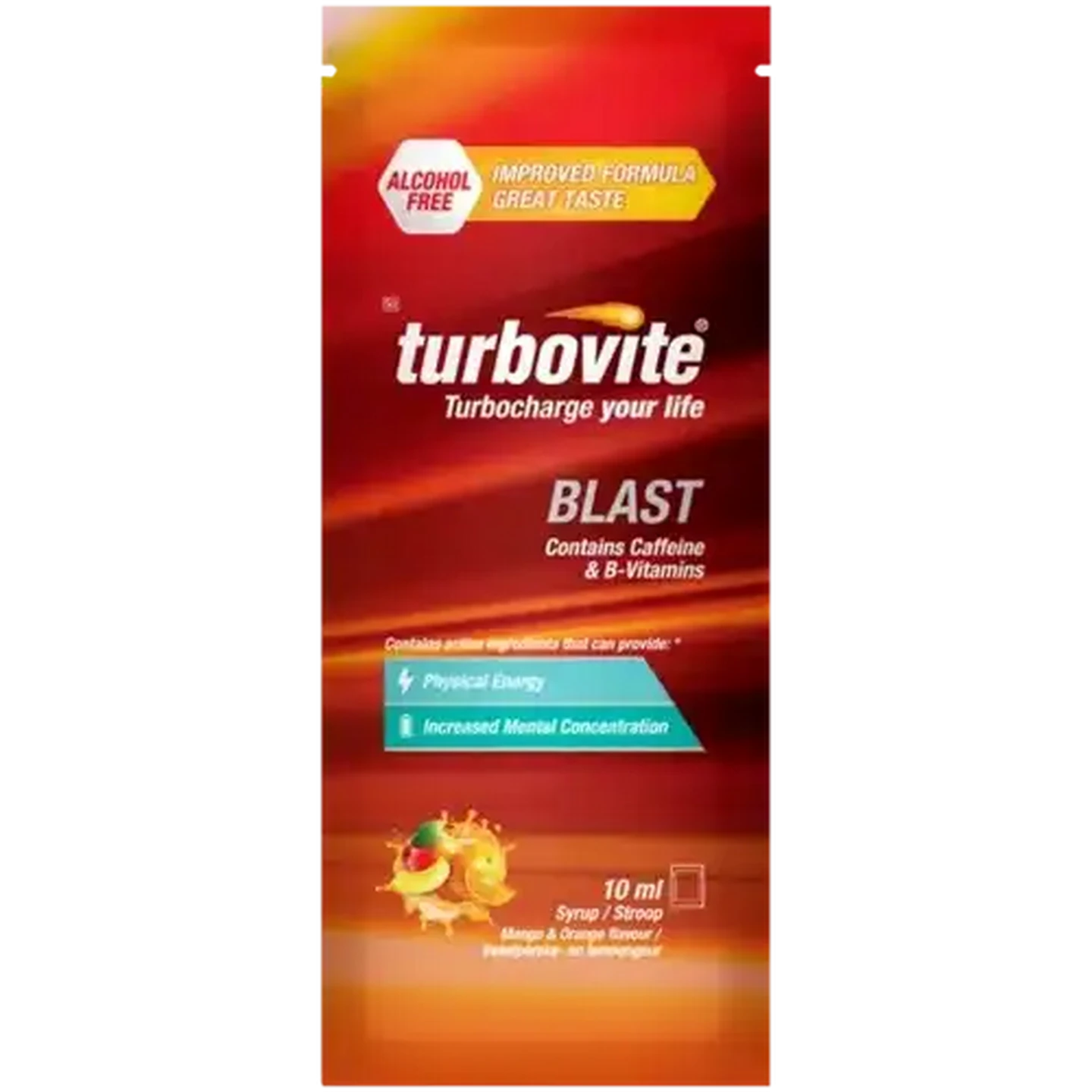 Image of Turbovite Blast Alcohol Free Mango & Orange Flavoured Syrup Sachet 10ml
