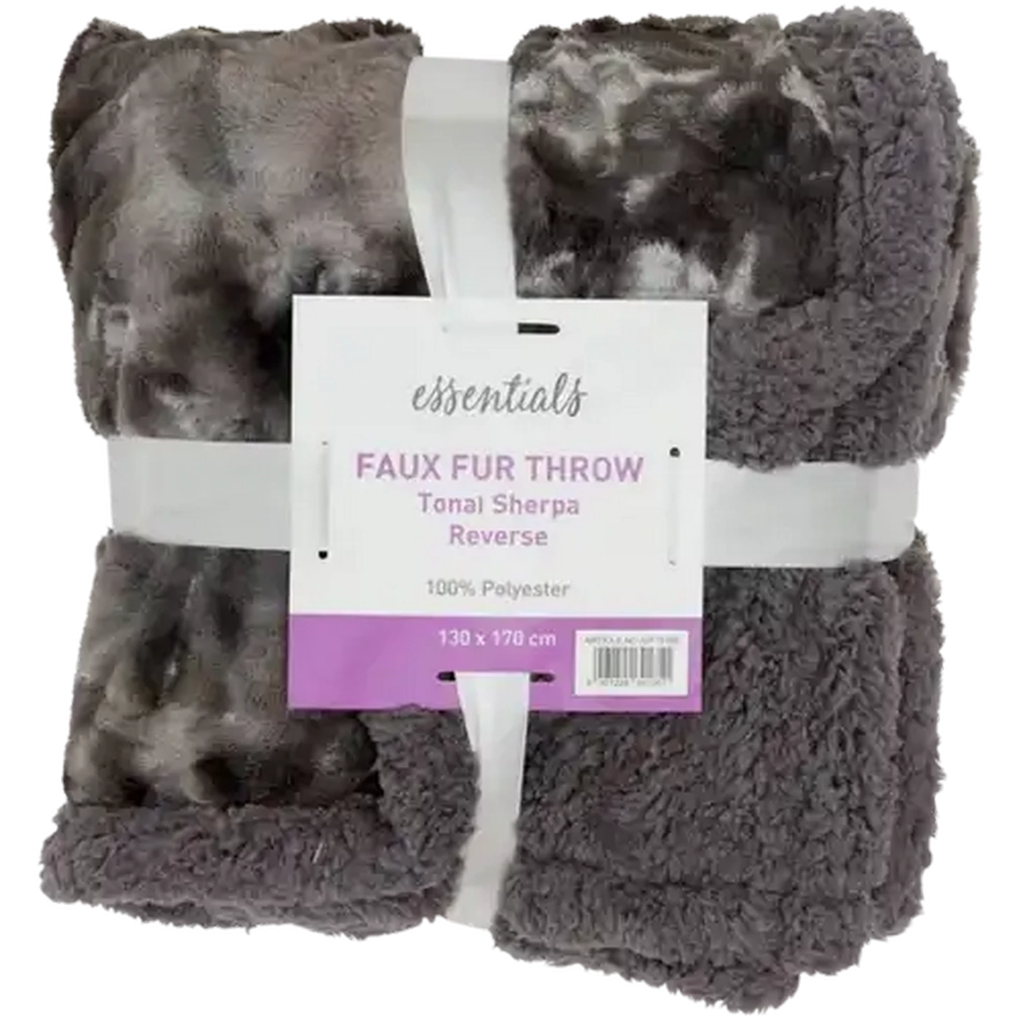 Image of Essentials Faux Fur Throw Tonal Sherpa Reverse 130 x 170cm