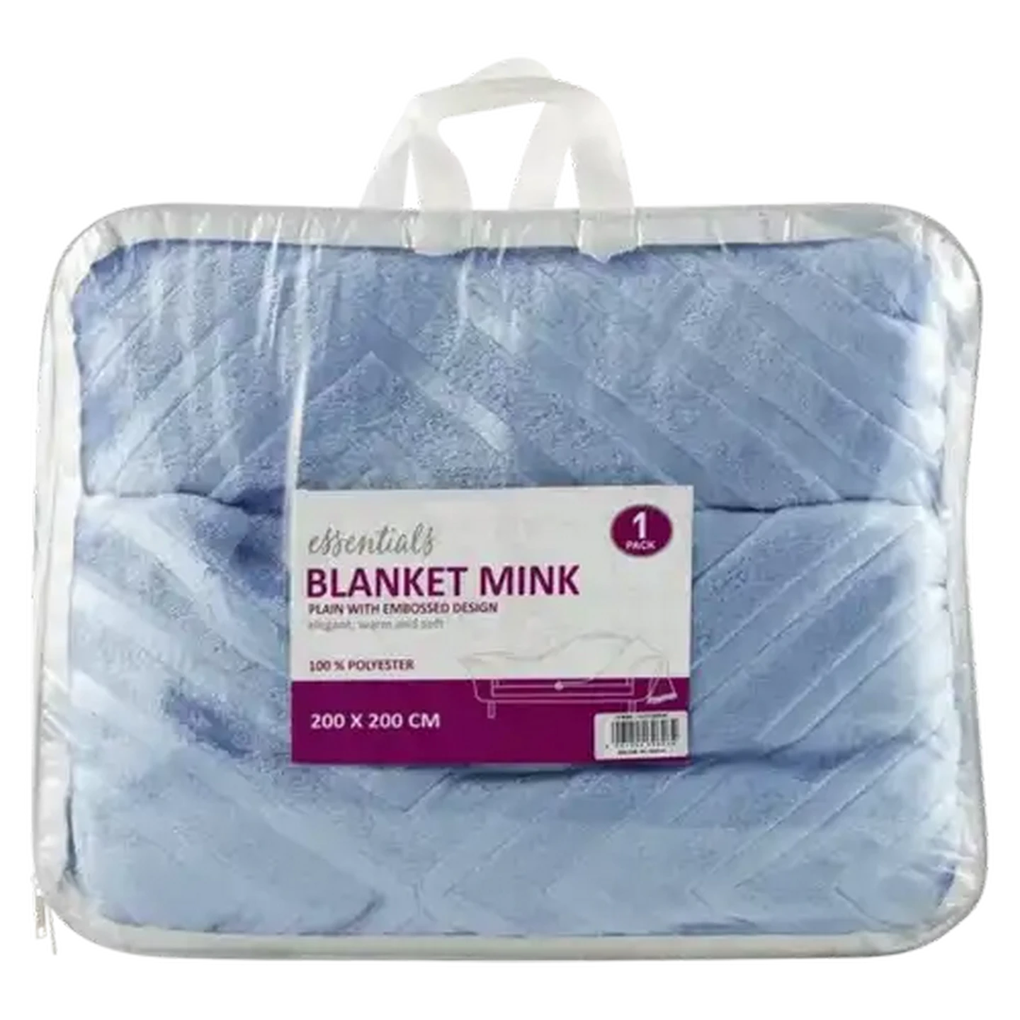 Image of Essentials Blue Embossed Mink Blanket 200 x 200cm