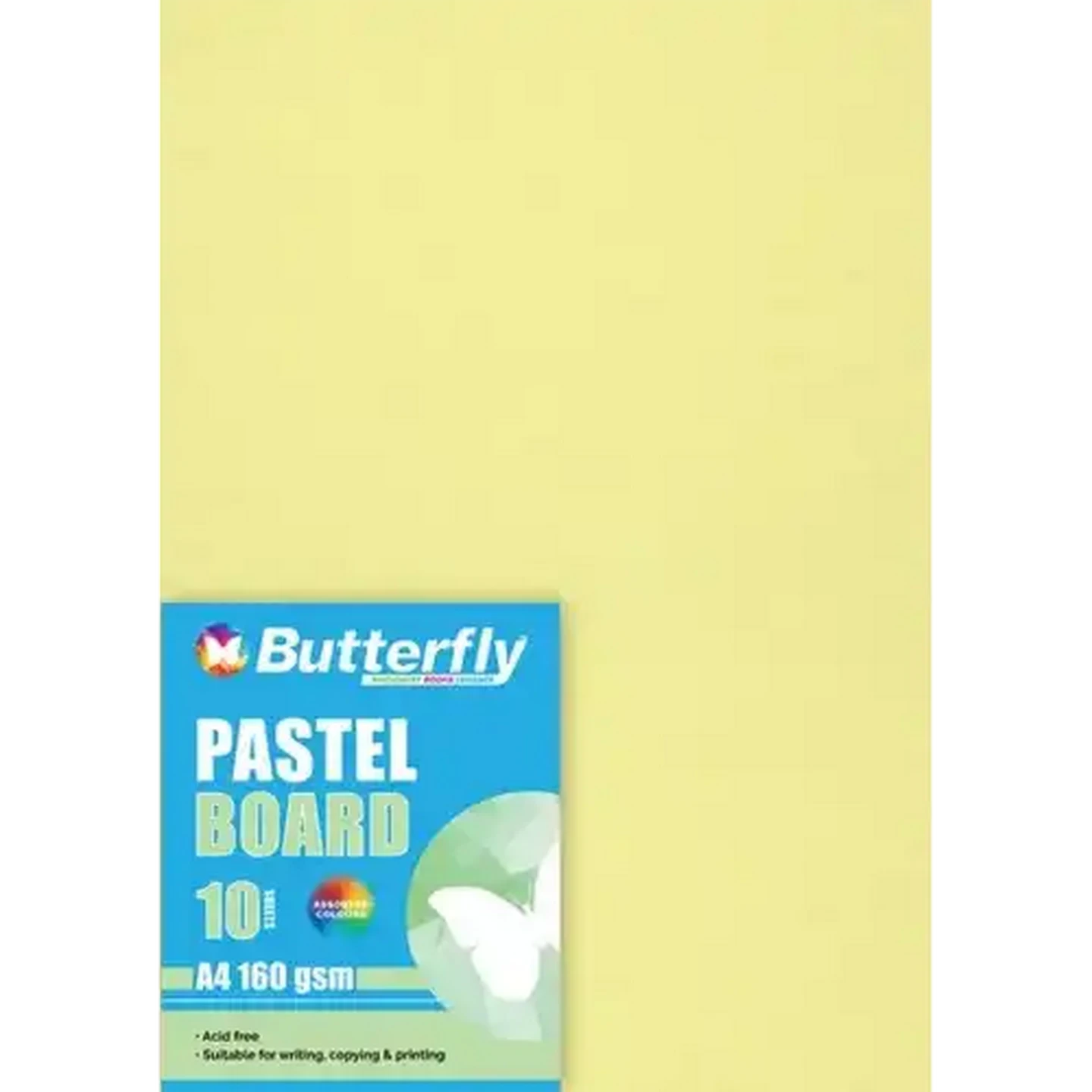 Image of Butterfly A4 Pastel Yellow Boards 10-Pack