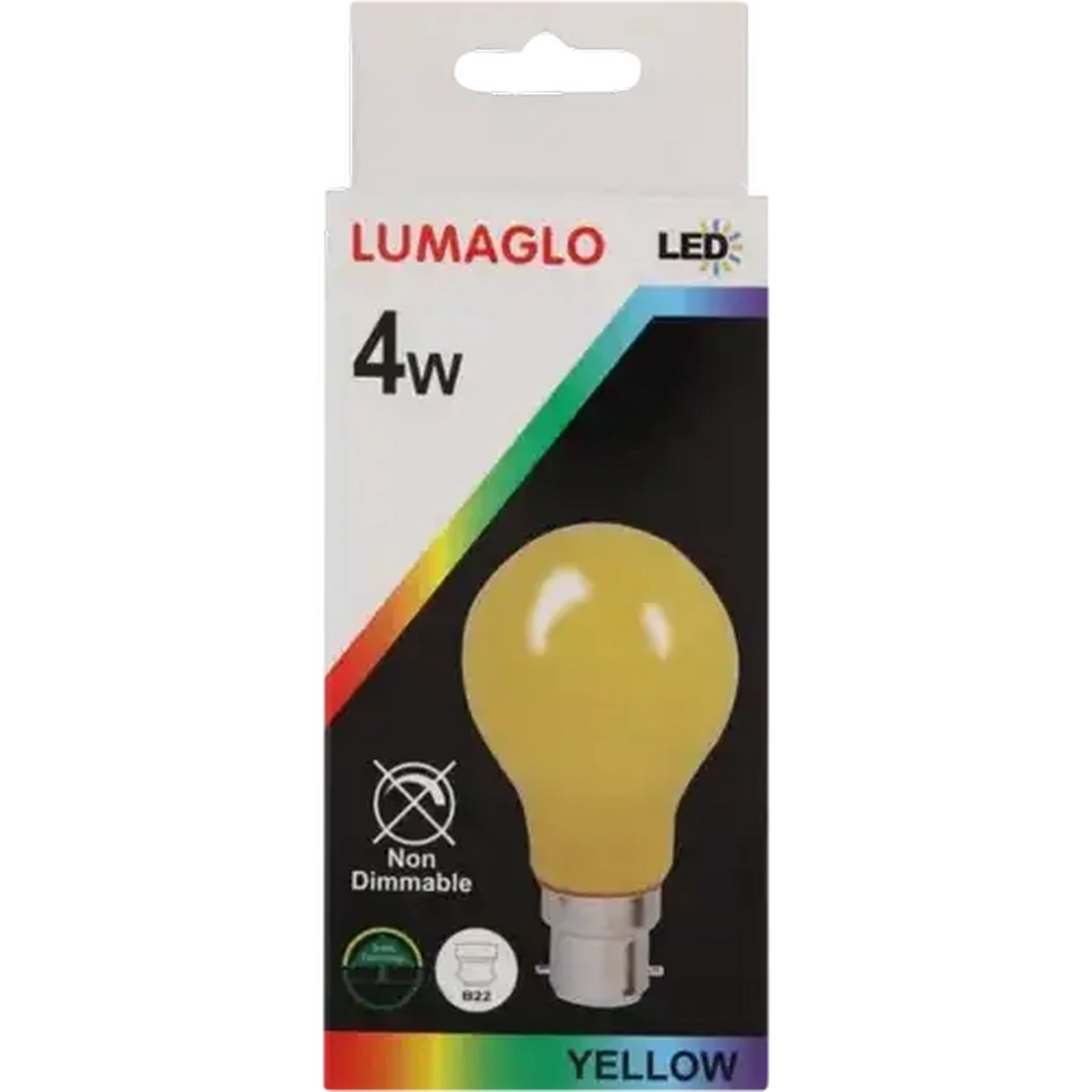Image of Lumaglo Yellow B22 LED Bayonet Globe 4W