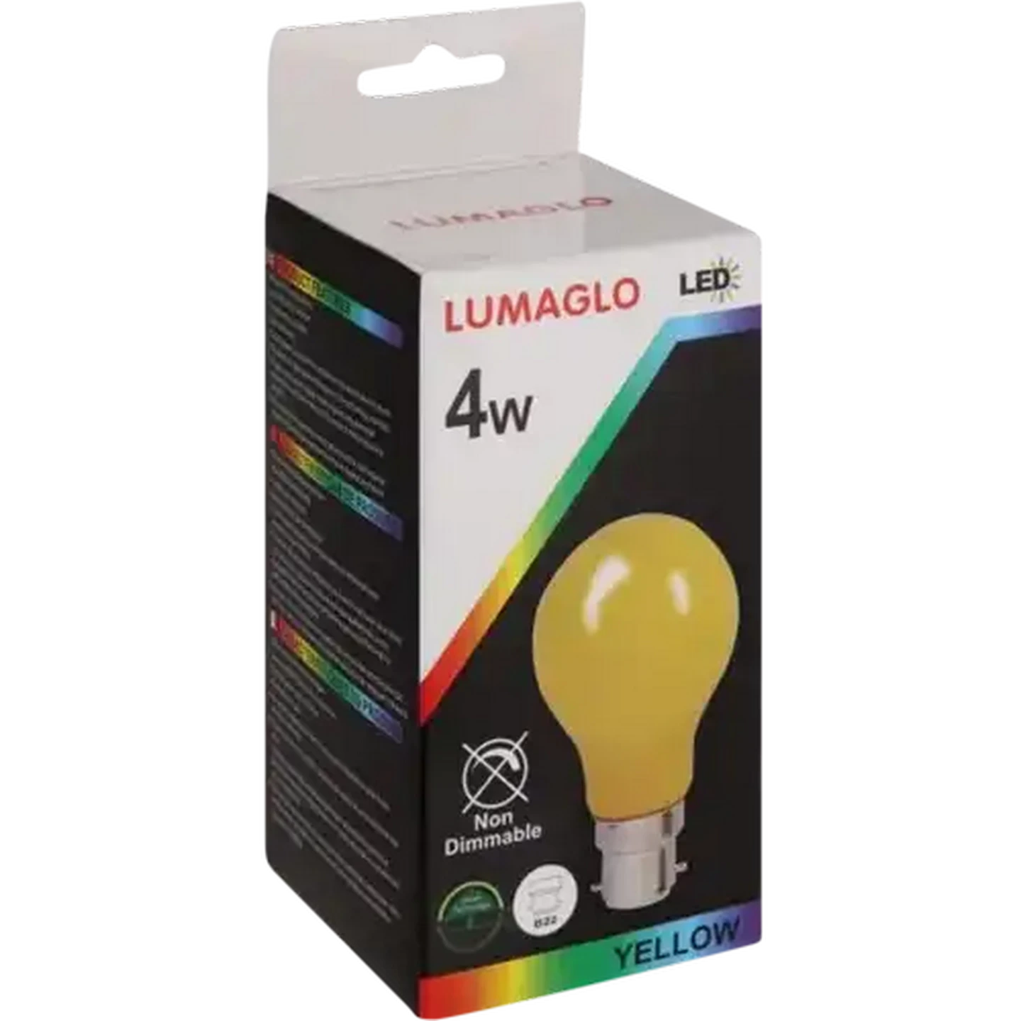 Image of Lumaglo Yellow B22 LED Bayonet Globe 4W