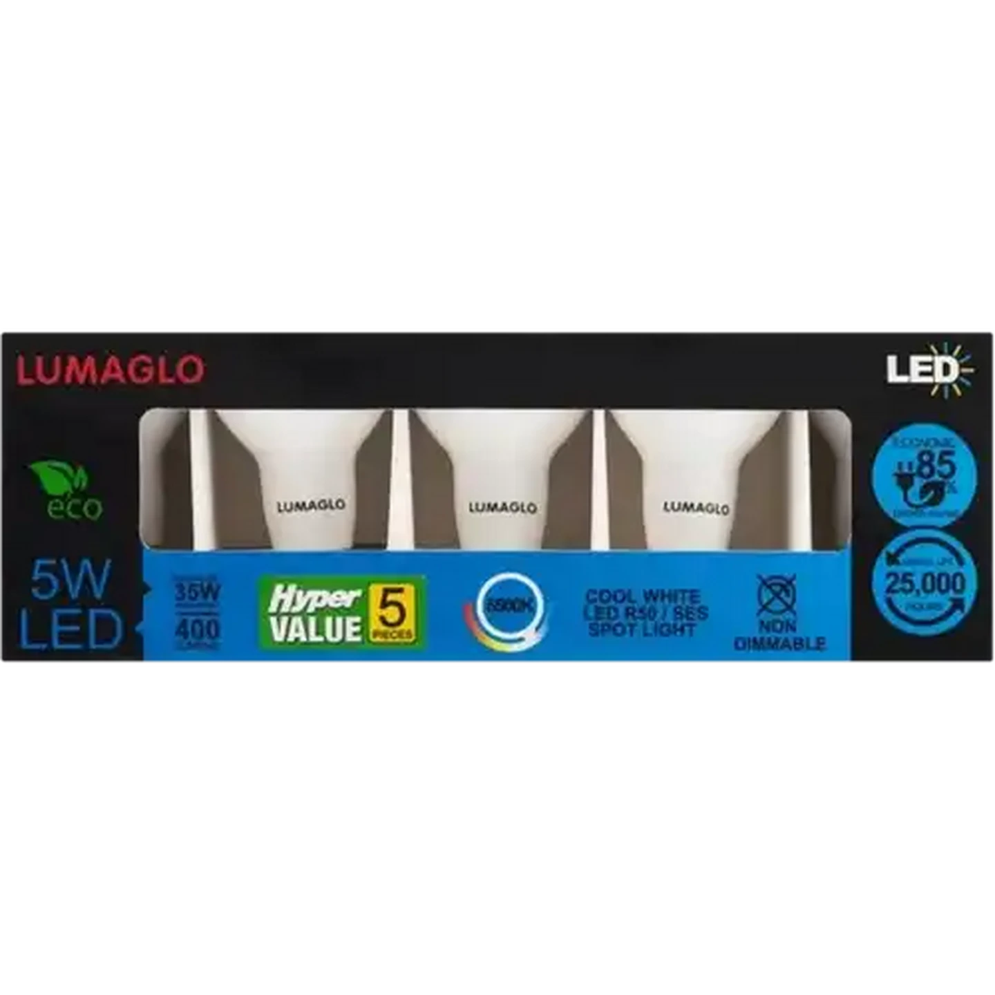 Image of Lumaglo Cool White R50/E14 LED Small Screw-in Globe 5W 5 Pack