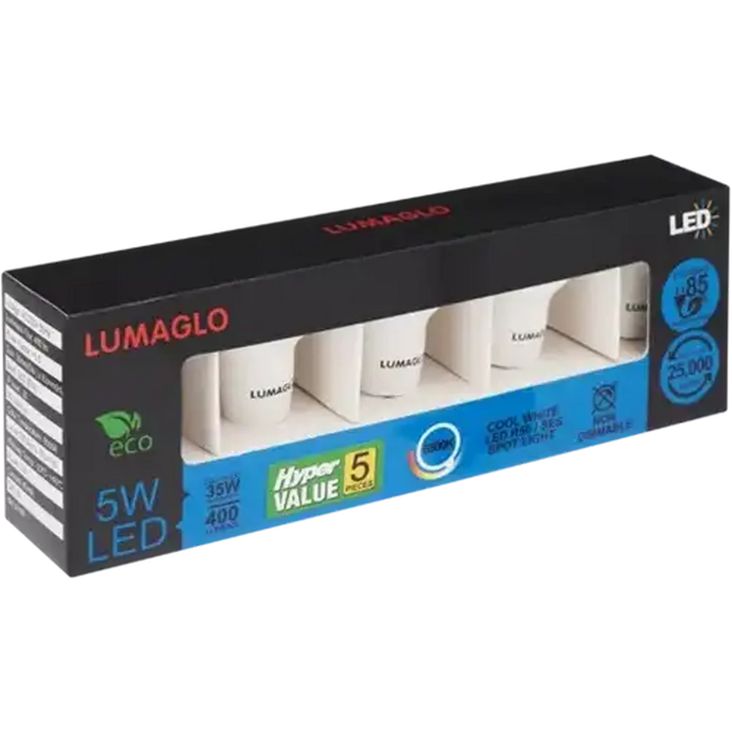 Image of Lumaglo Cool White R50/E14 LED Small Screw-in Globe 5W 5 Pack