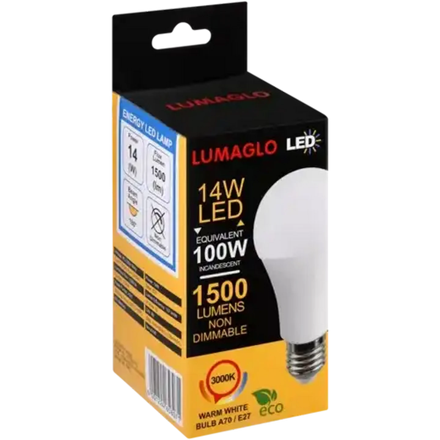 Image of Lumaglo Warm White A70/E27 LED Screw-in Globe 14W