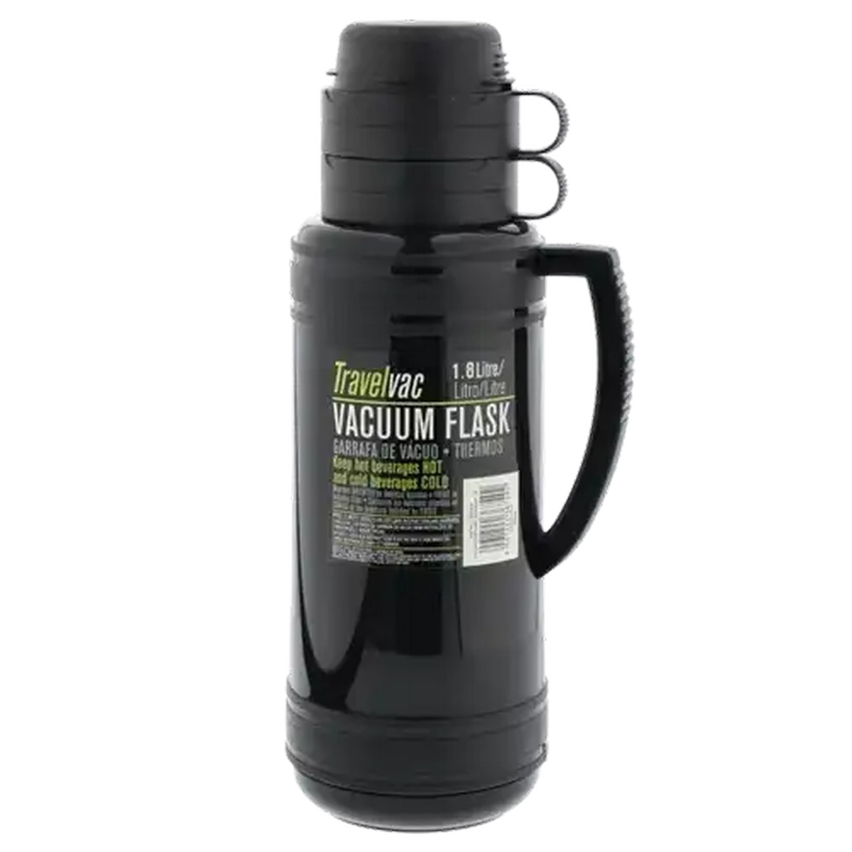 Checkers Sixty60 | TravelVac Glass Liner Black Vacuum Flask 1.8L
