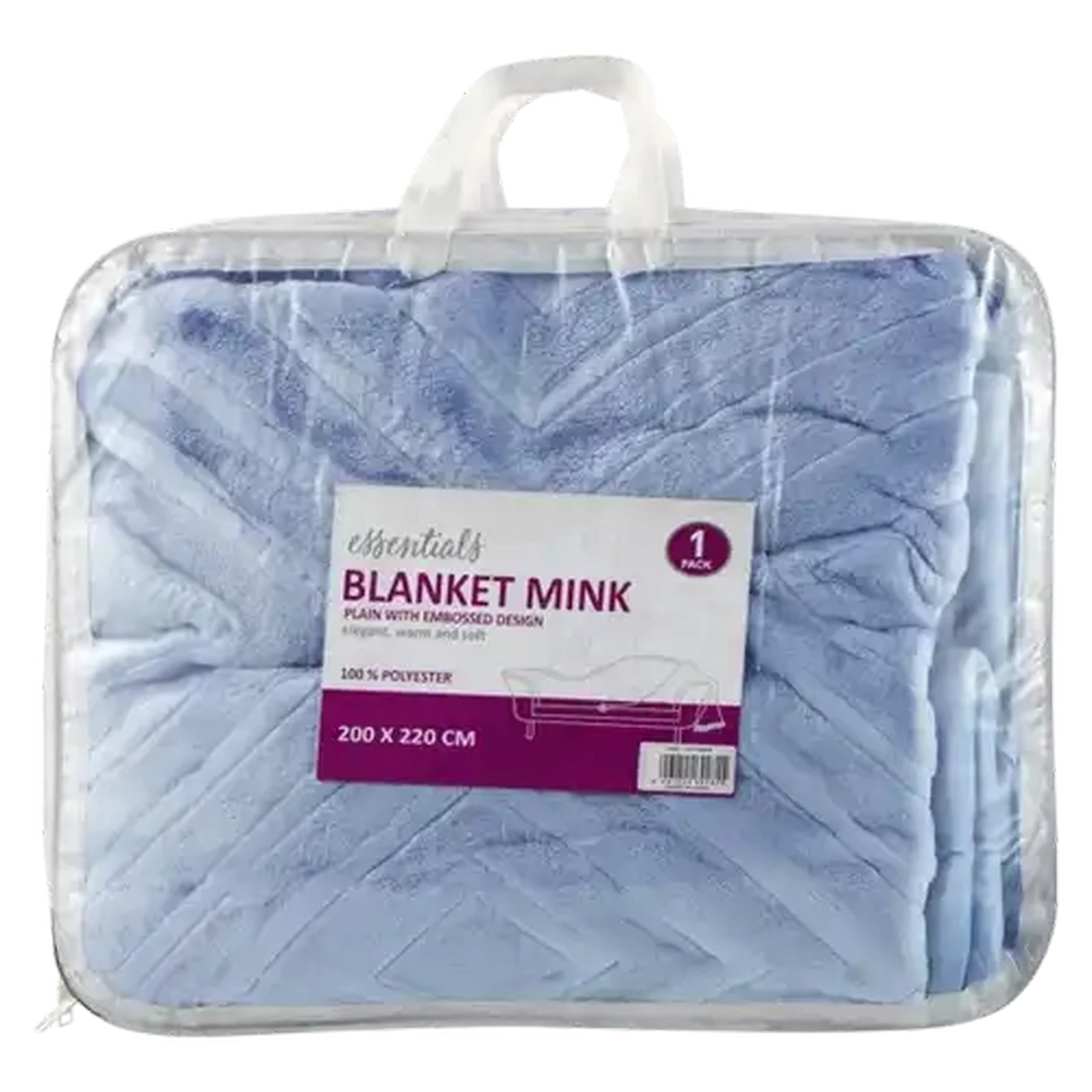 Image of Essentials Blue Embossed Mink Blanket 200 x 220cm