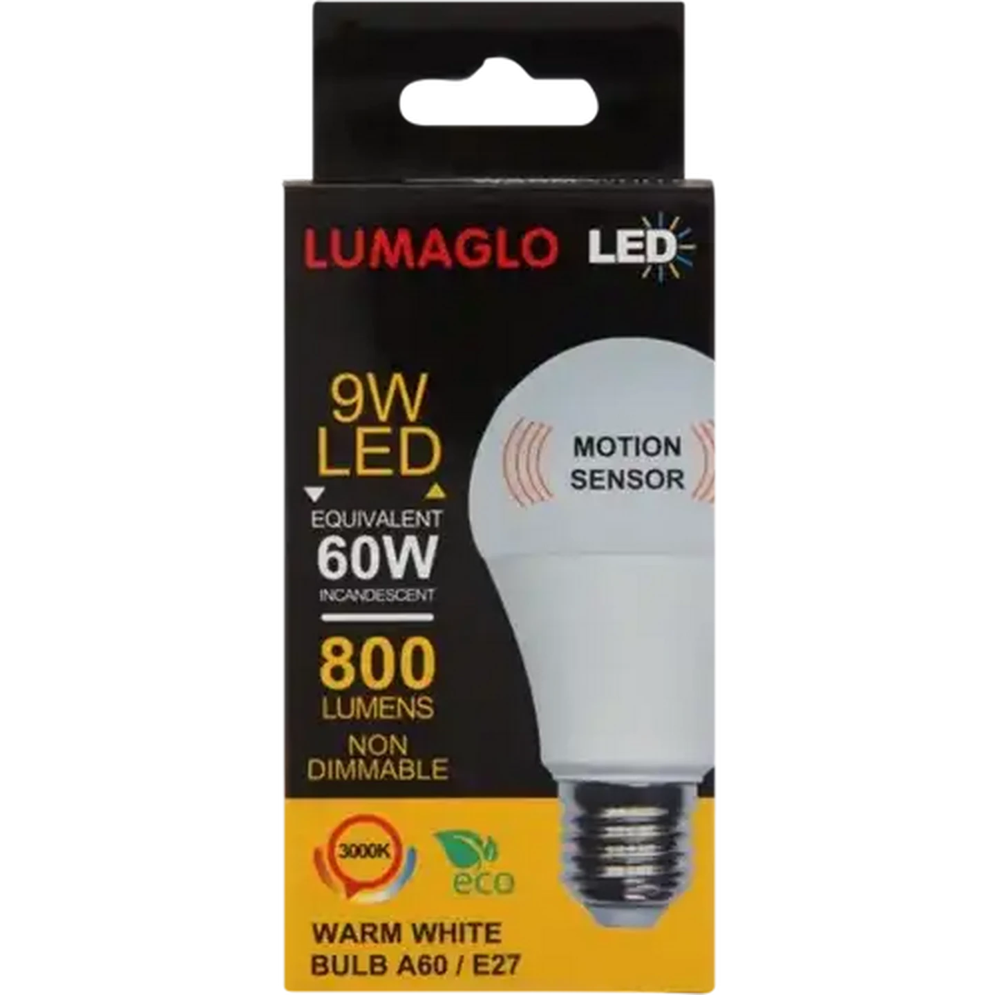 Image of Lumaglo Warm White A60/E27 Motion Sensor LED Screw-in Globe 9W