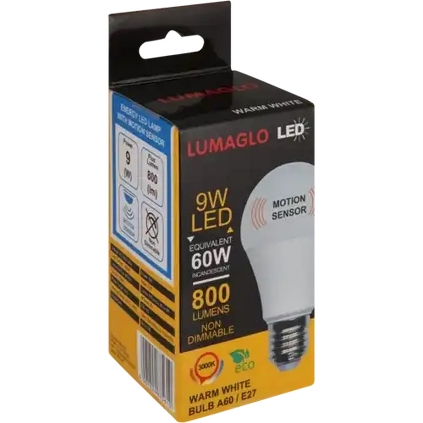 Image of Lumaglo Warm White A60/E27 Motion Sensor LED Screw-in Globe 9W