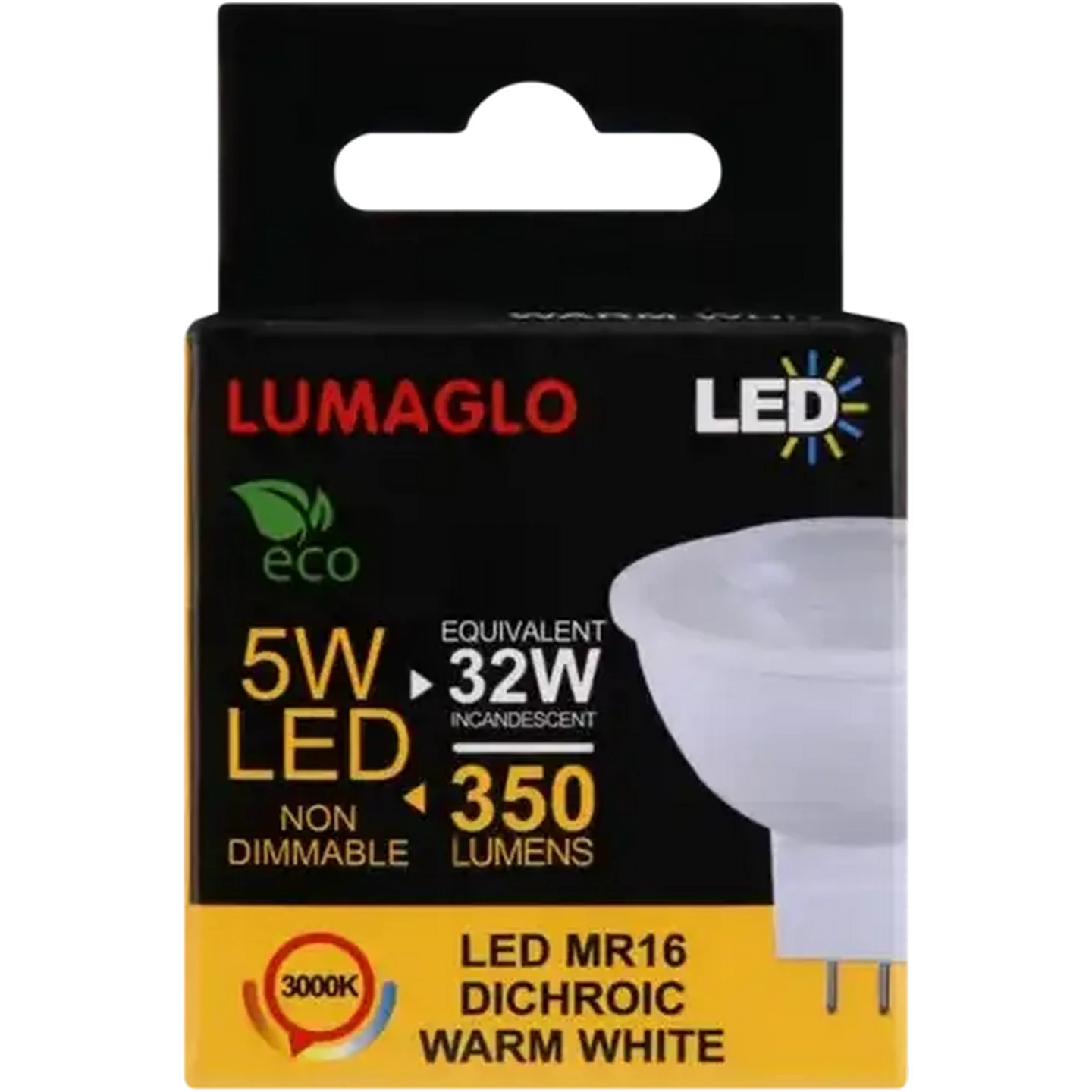 Image of Lumaglo Warm White MR16/GU5.3 Eco LED Dichroic Globe 5W