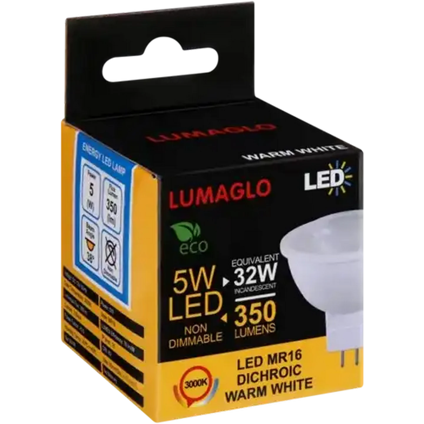Image of Lumaglo Warm White MR16/GU5.3 Eco LED Dichroic Globe 5W