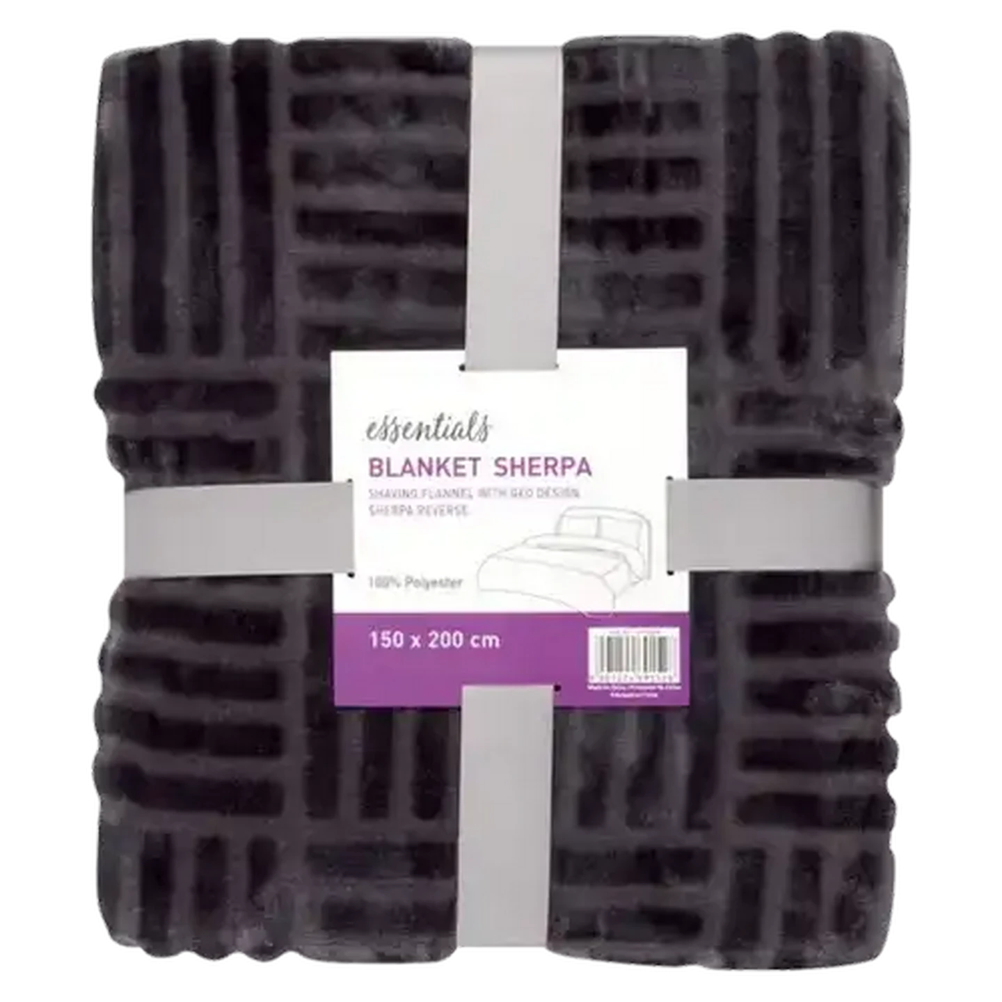 Image of Essentials Sherpa Blanket With Geo Design 150 x 200cm