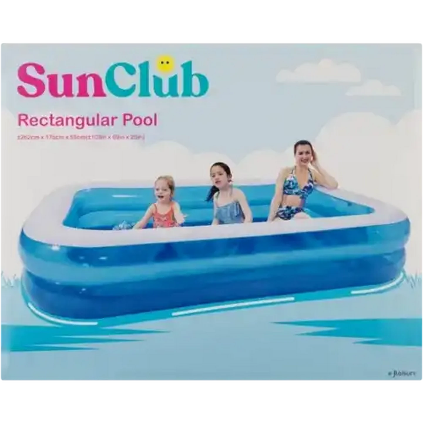 Image of Sun Club Blue & White Rectangular Inflatable Pool