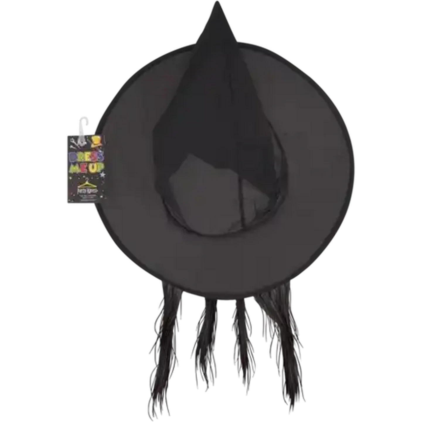 Image of Party Xpress Dress Me Up Black Witch Hat with Hair